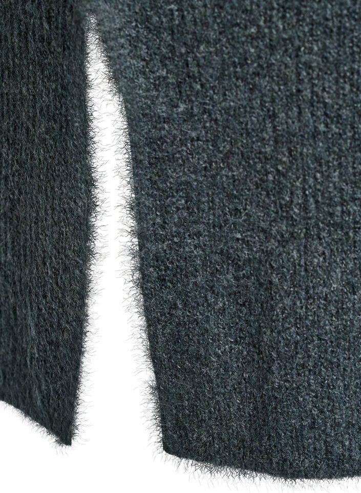 Langes Strickkleid mit hohem Kragen, Grün, Packshot image number 3