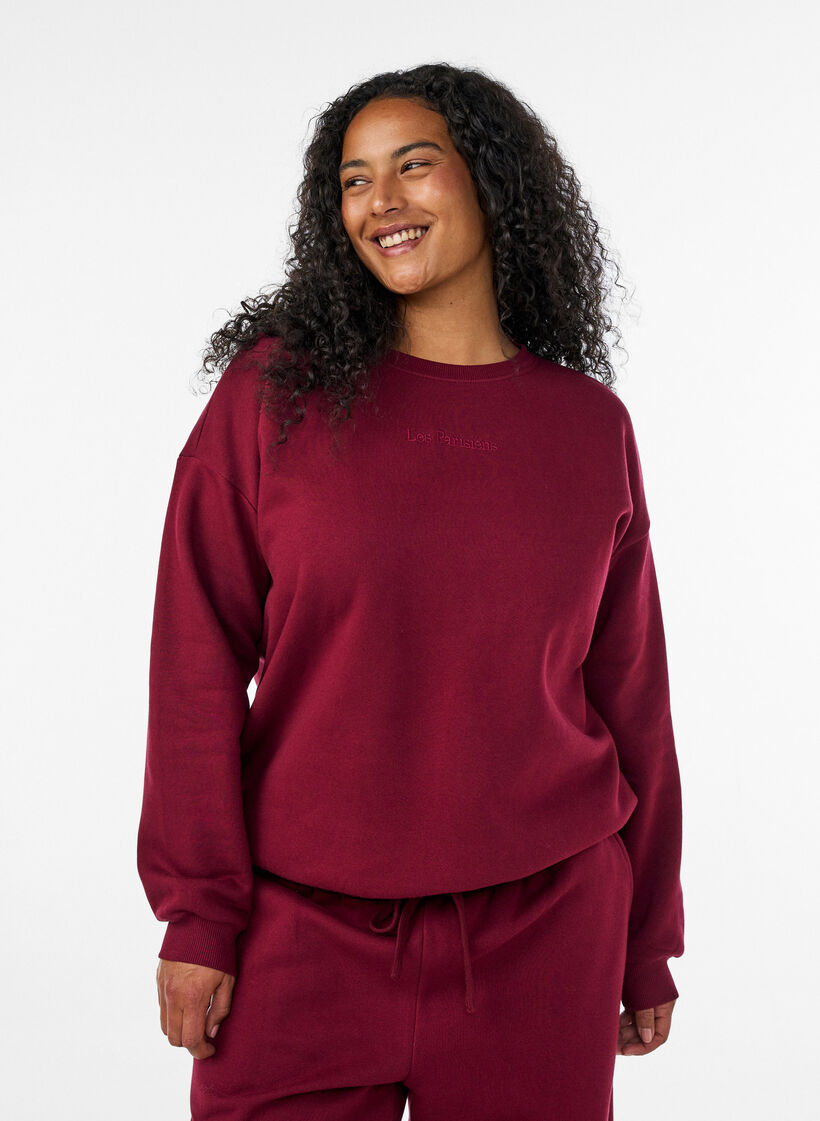 Sweatshirt mit Textaufdruck, Rot, Model image number 0