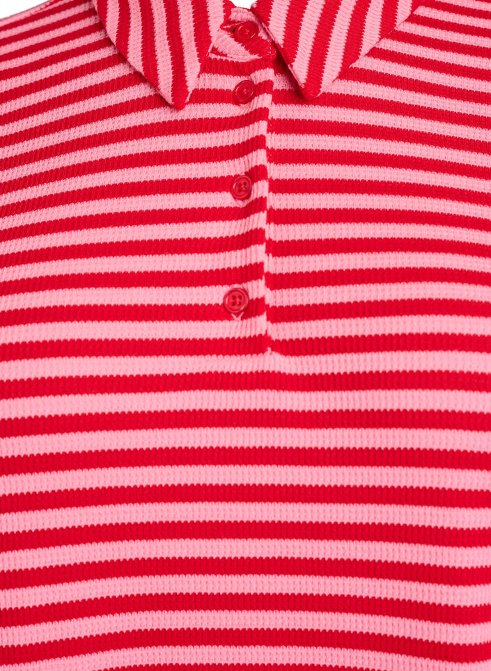 Kurzärmeliges Poloshirt mit Streifen, Pink, Packshot image number 2