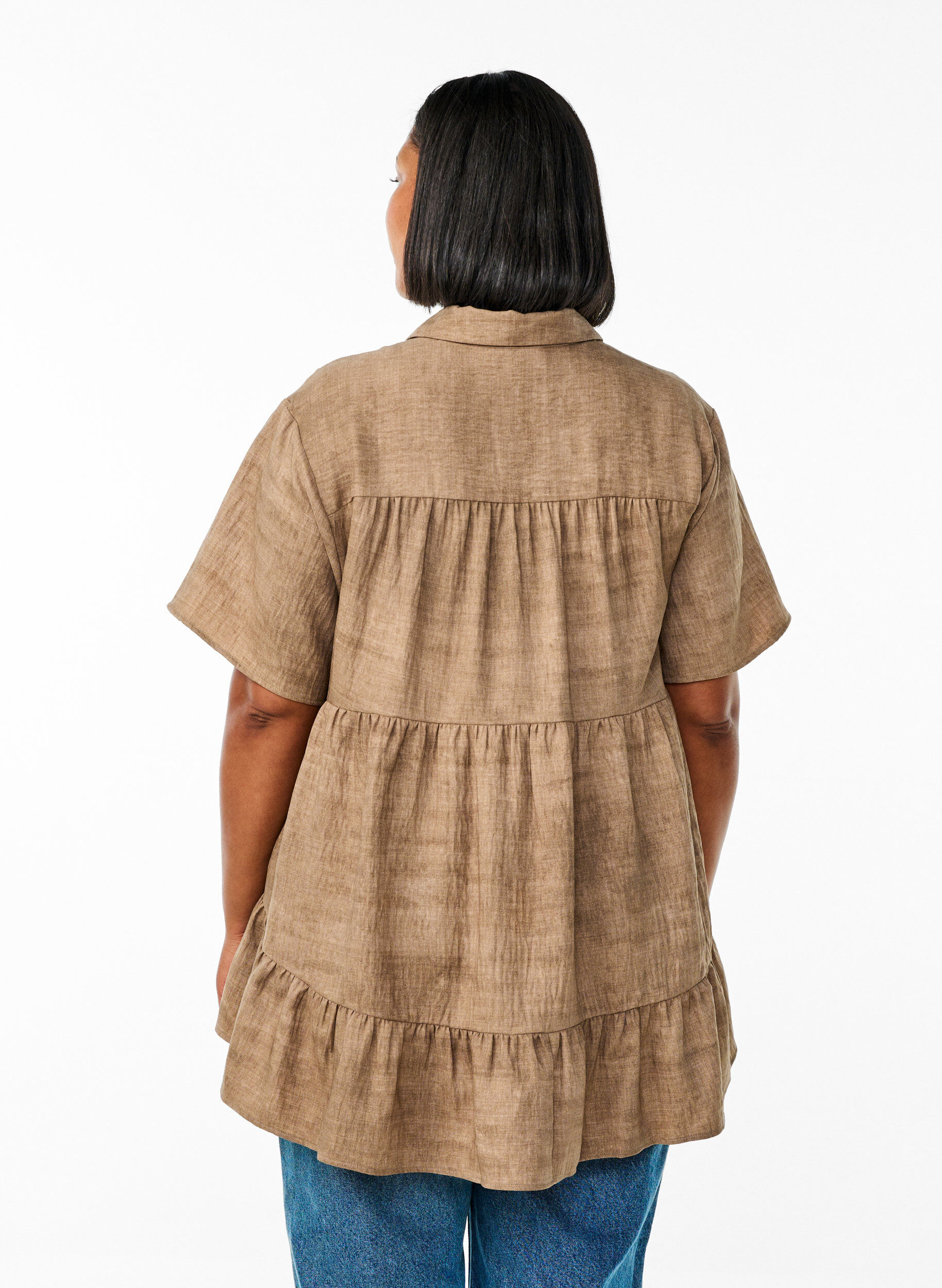 ZizziLockere Bluse mit Kragen und Kn&ouml;pfen, Braun, Model image number 2