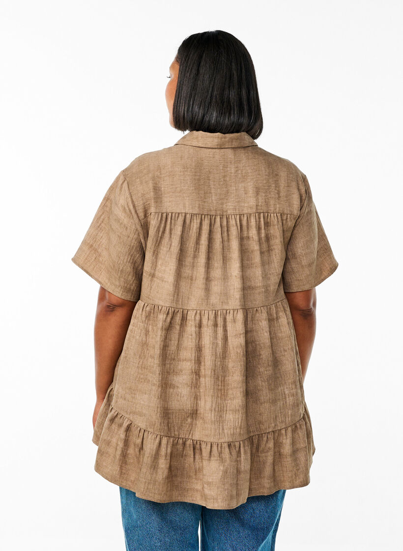 Lockere Bluse mit Kragen und Knöpfen, Braun, Model image number 2