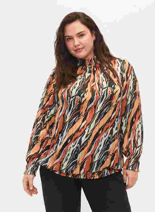 Bedruckte Bluse mit Smock, Multi Aop, Model