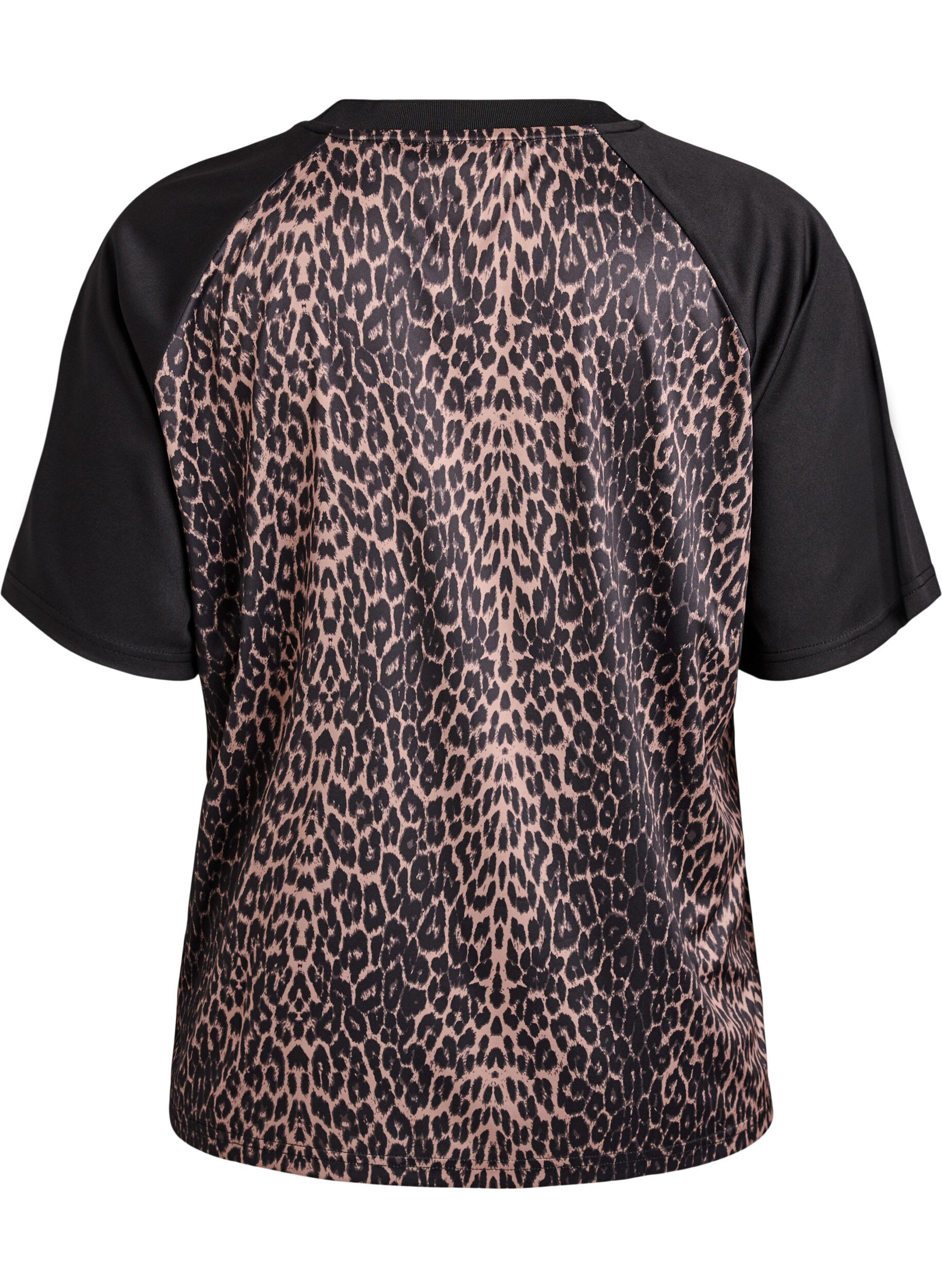 ZizziTrainingsshirt mit Leoprint und Raglan&auml;rmeln, Braun, Packshot image number 1