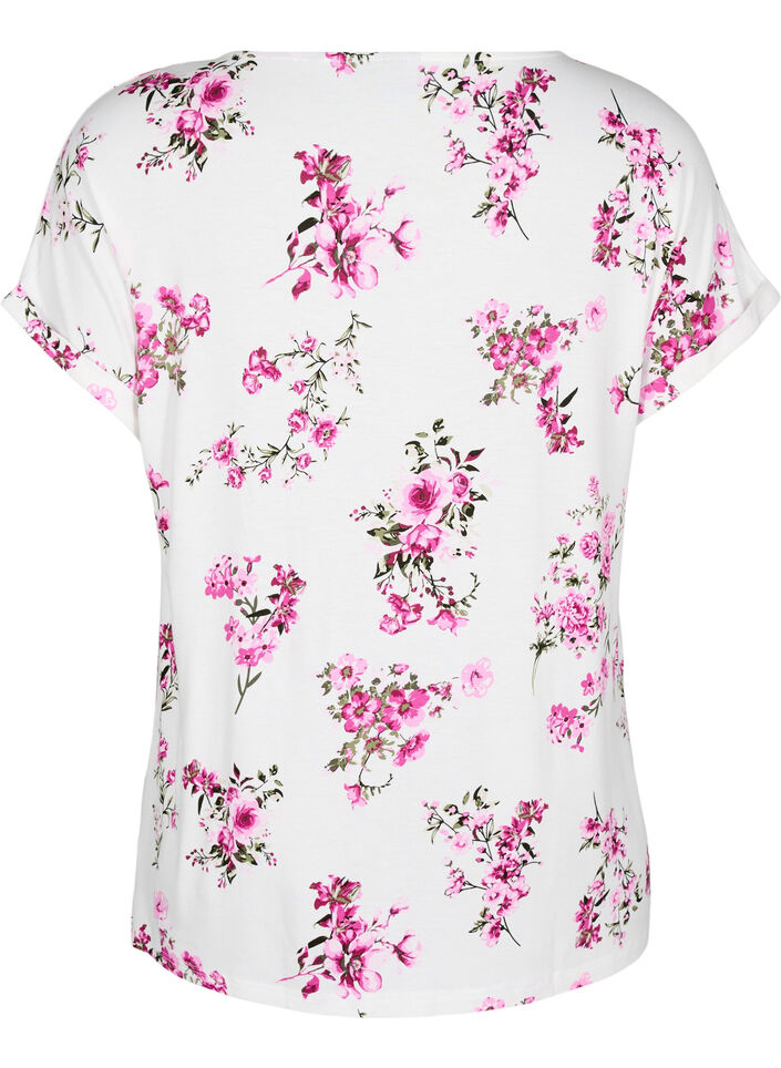 T-Shirt mit floralem Print, B. W. Pink Flower, Packshot image number 1