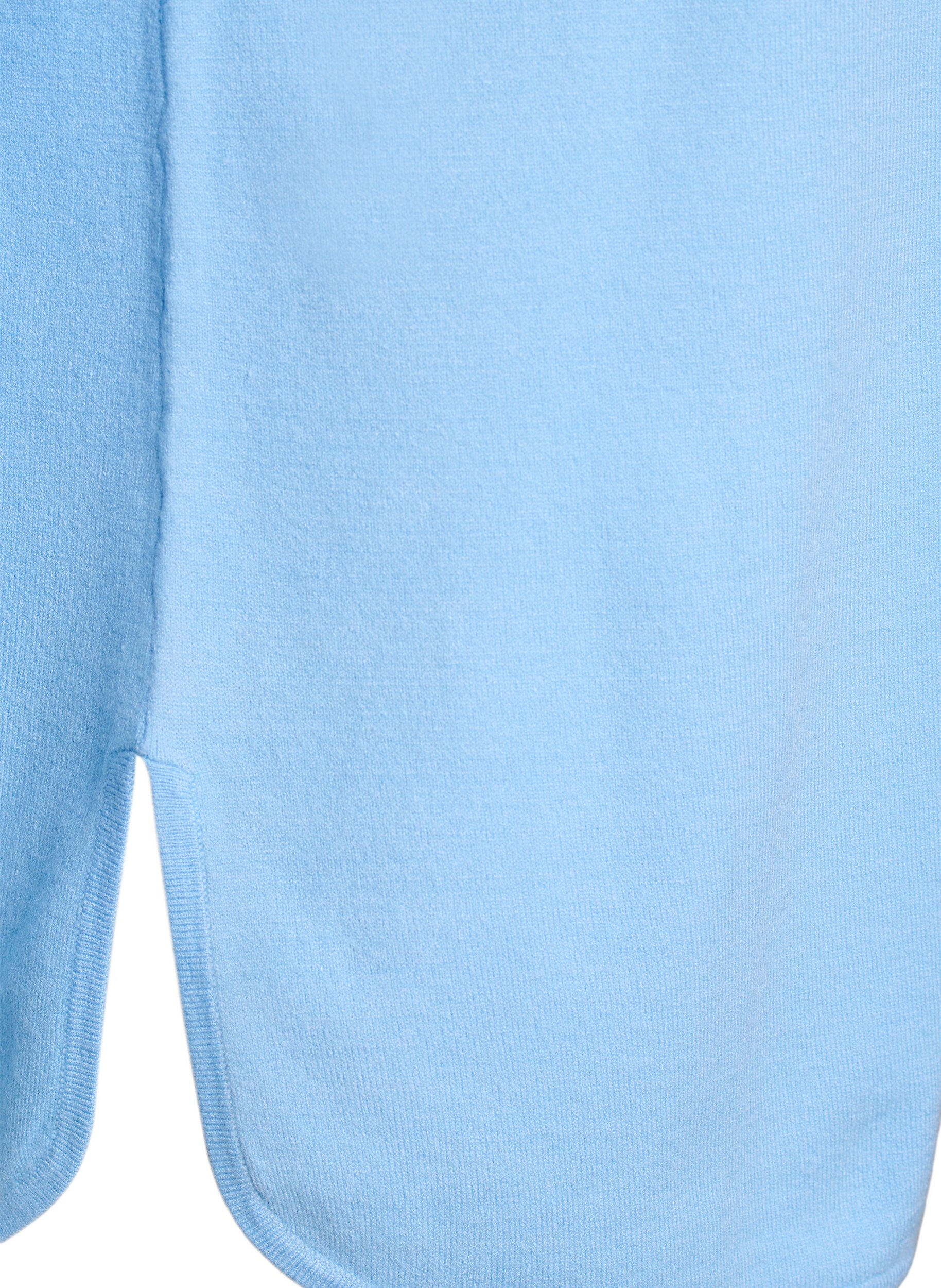 ZizziStrickbluse mit Rundhalsausschnitt und Strickmuster, Blau, Packshot image number 3