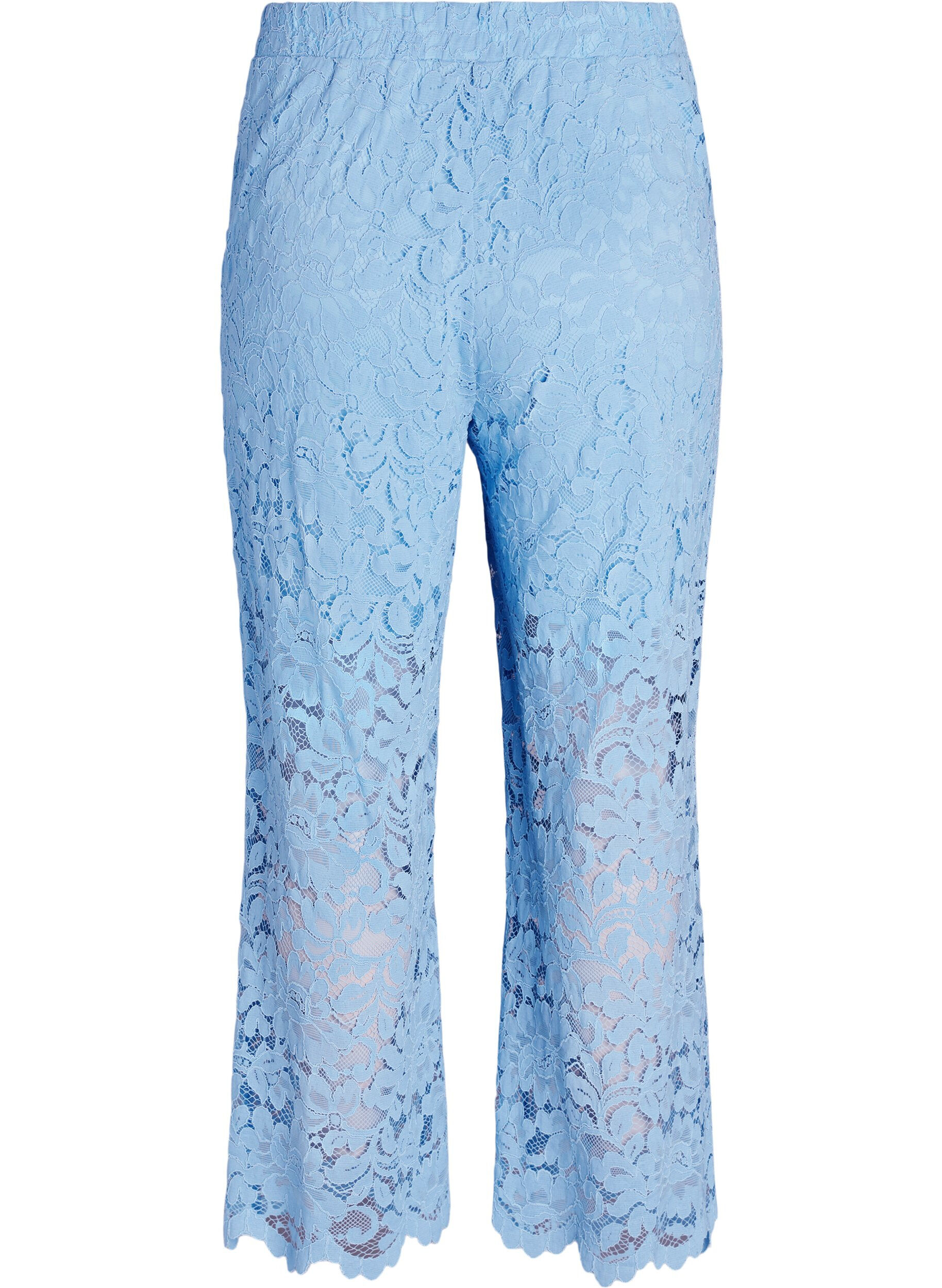 ZizziHoch taillierte Spitzenhose mit geraden Beinen, Blau, Packshot image number 1