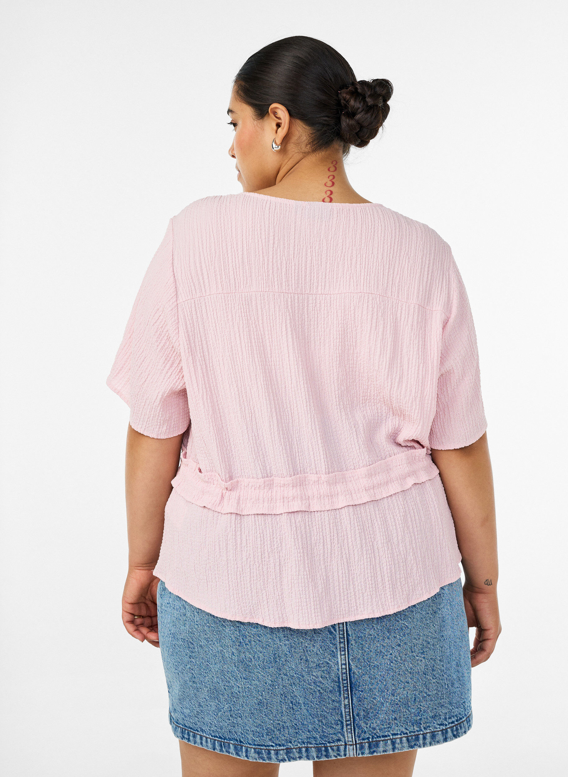 ZizziBluse mit Struktur und Taillenbindung, Pink, Model image number 2
