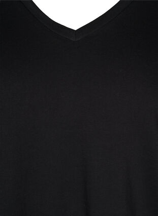 T-Shirt aus Bio-Baumwolle mit V-Ausschnitt, Black, Packshot image number 2