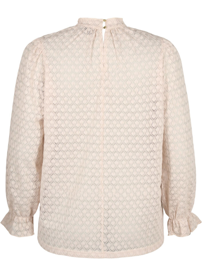 Lang&auml;rmelige Bluse mit gemusterter Textur, Whisper Pink, Packshot image number 1