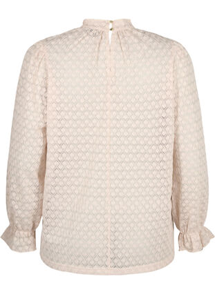 Langärmelige Bluse mit gemusterter Textur, Whisper Pink, Packshot image number 1