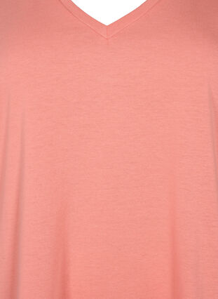 Kurzärmeliges T-Shirt mit V-Ausschnitt, Bright Coral, Packshot image number 2