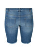 Hochtaillierte Denim-Shorts mit Fransensaum, Dark blue denim, Packshot image number 1