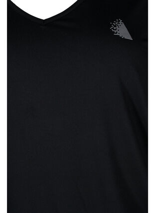 Unifarbenes Workout-Shirt mit V-Ausschnitt, Black, Packshot image number 2