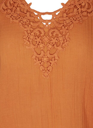 Kurzarm Bluse mit V-Ausschnitt und Stickerei, MUSTARD AS SAMPLE, Packshot image number 2