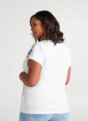T-Shirt mit Print, Bright White W. mood indigo, Model image number 1