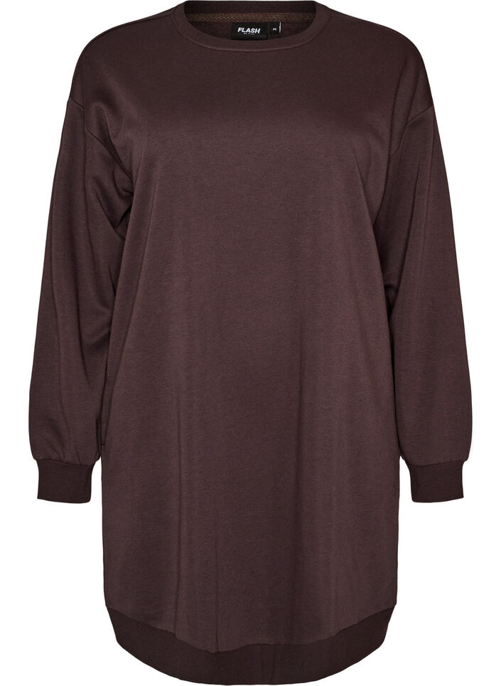 Lockeres Sweatkleid mit Taschen, Braun, Packshot image number 0