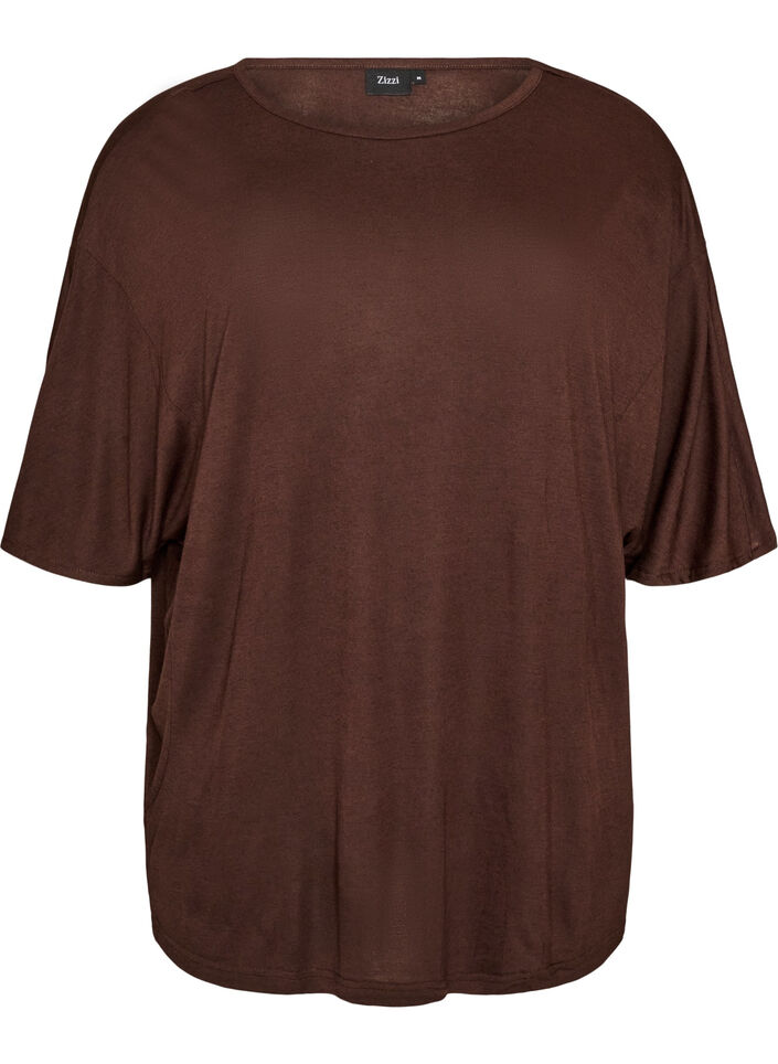Lockeres T-Shirt aus Viskose-Jersey, Braun, Packshot image number 0