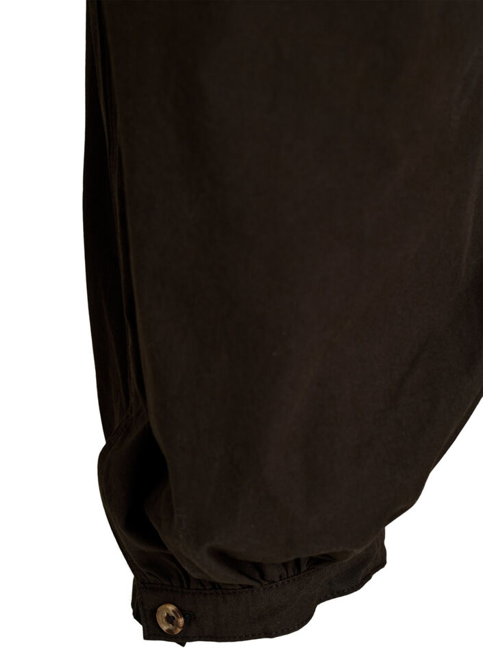 Hoch taillierte Ballonhose aus Baumwolle, Braun, Packshot image number 3