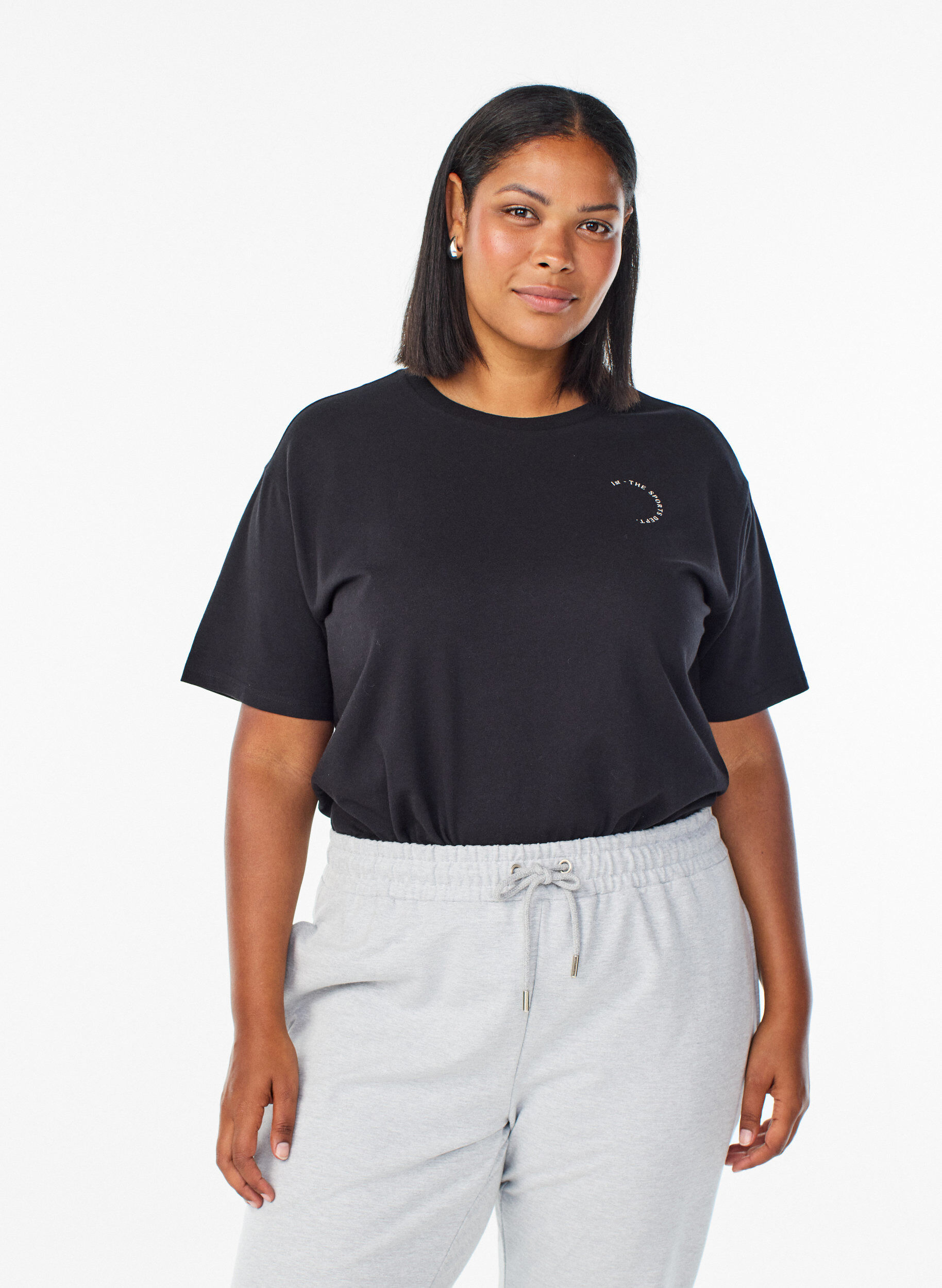 ZizziSportliches T-Shirt aus Bio-Baumwolle, Schwarz, Model image number 0