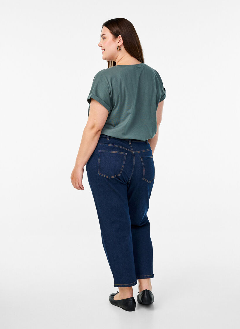 Gekürzte Vera Jeans mit geradem Bein, Blau, Model image number 1