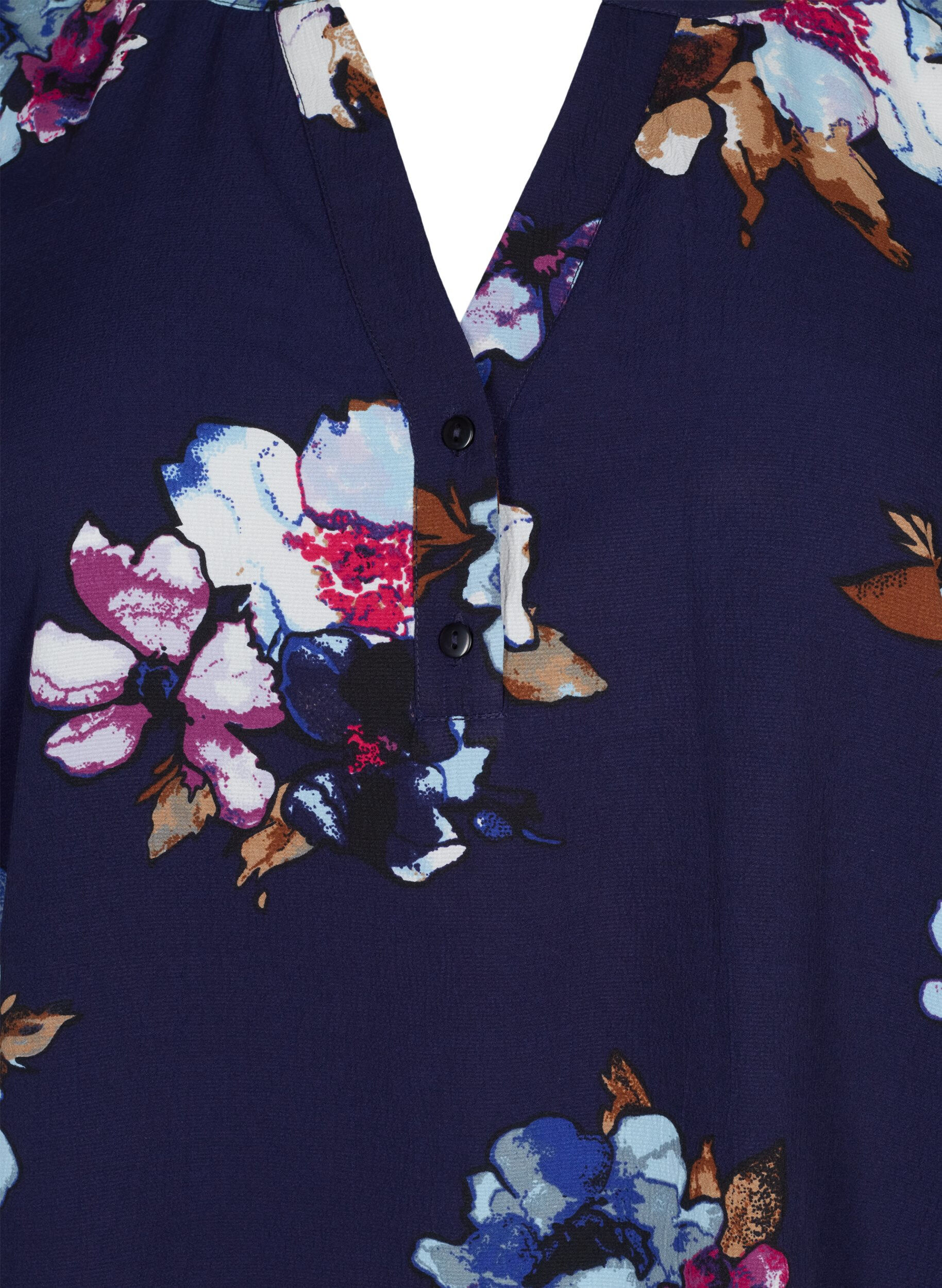 ZizziFLASH - Lang&auml;rmelige Bluse mit Print, Big Blue Flower, Packshot image number 2