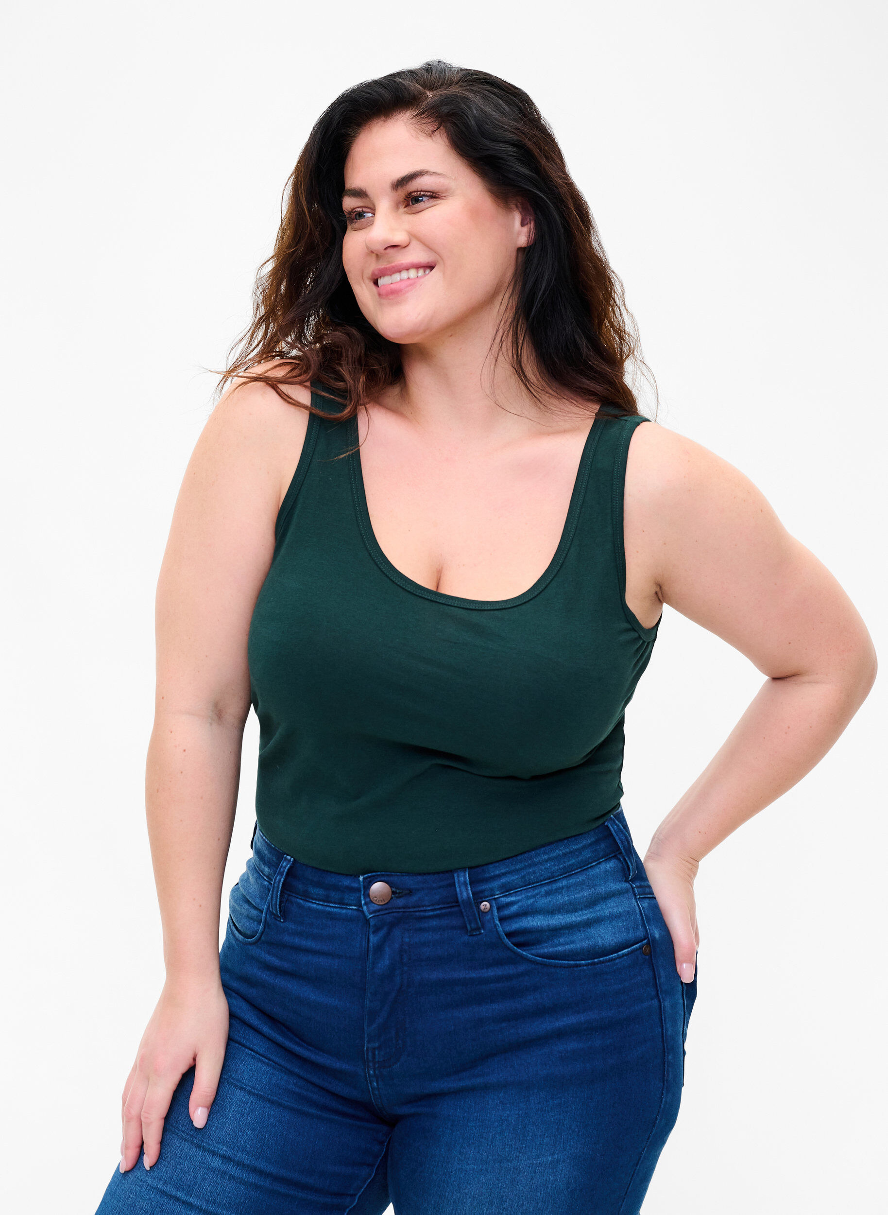 ZizziEinfarbiges basic Top aus Baumwolle, Gr&uuml;n, Model image number 0