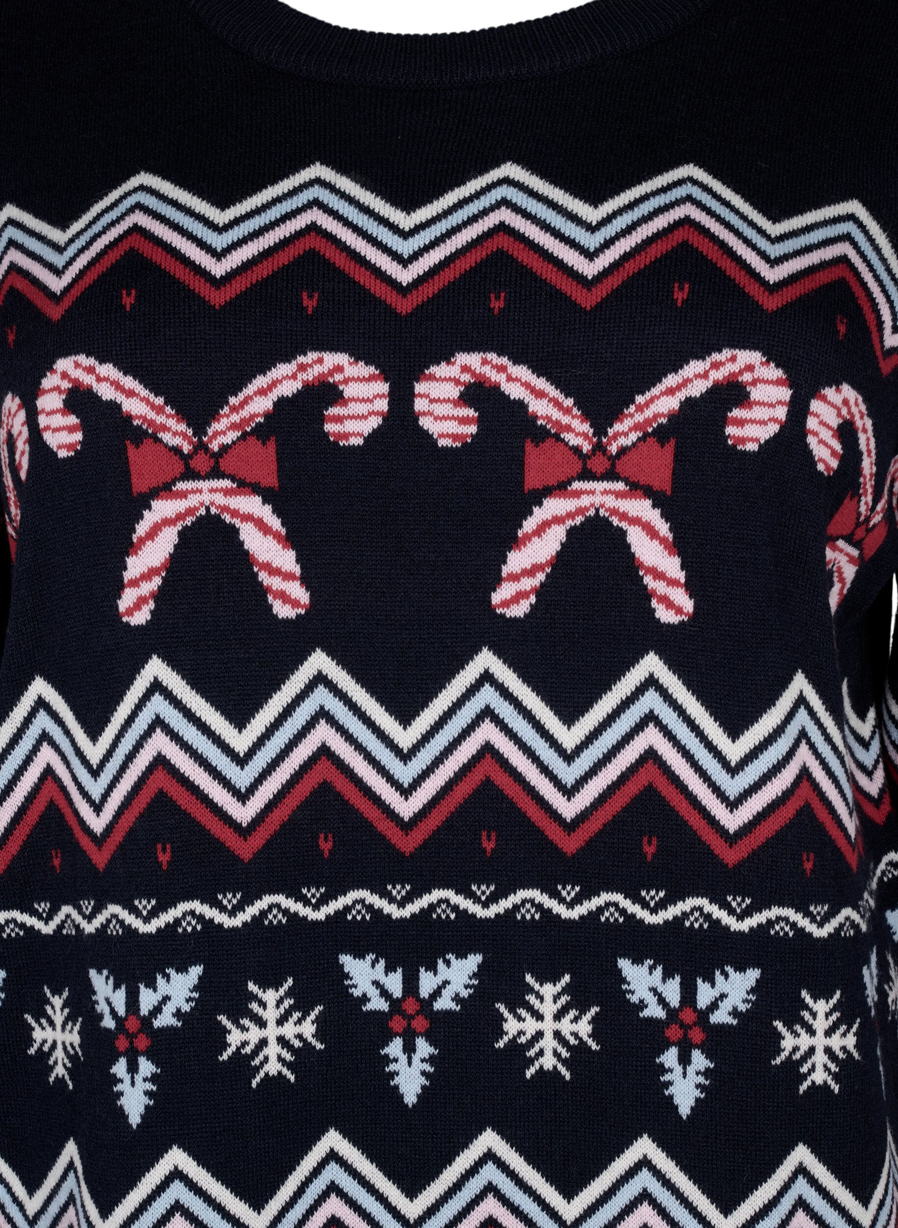 ZizziStrickkleid mit Weihnachtsmotiv und langen &Auml;rmeln, Navy Blazer Comb, Packshot image number 2