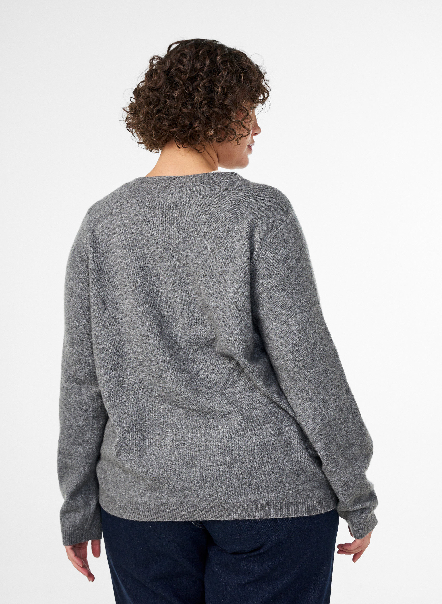 ZizziStrickjacke mit Kn&ouml;pfen und abgerundeter Vorderseite, Grau, Model image number 2