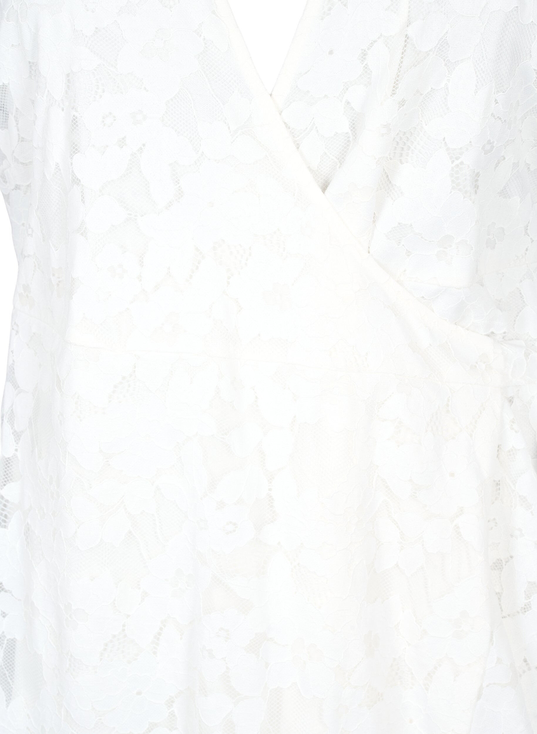 ZizziWickelkleid mit Spitze und kurzen &Auml;rmeln, Bright White, Packshot image number 2