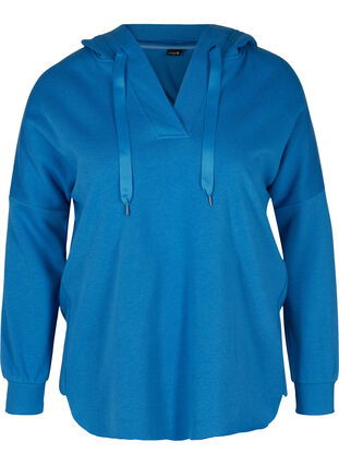 Sweatshirt mit Kapuze und Schlitz, Daphne Blue, Packshot image number 0