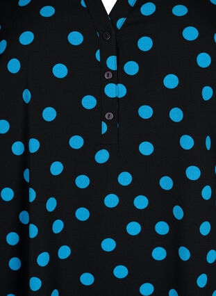 Gepunktete Tunika mit 3/4-Ärmeln , Black Blue Dot, Packshot image number 2
