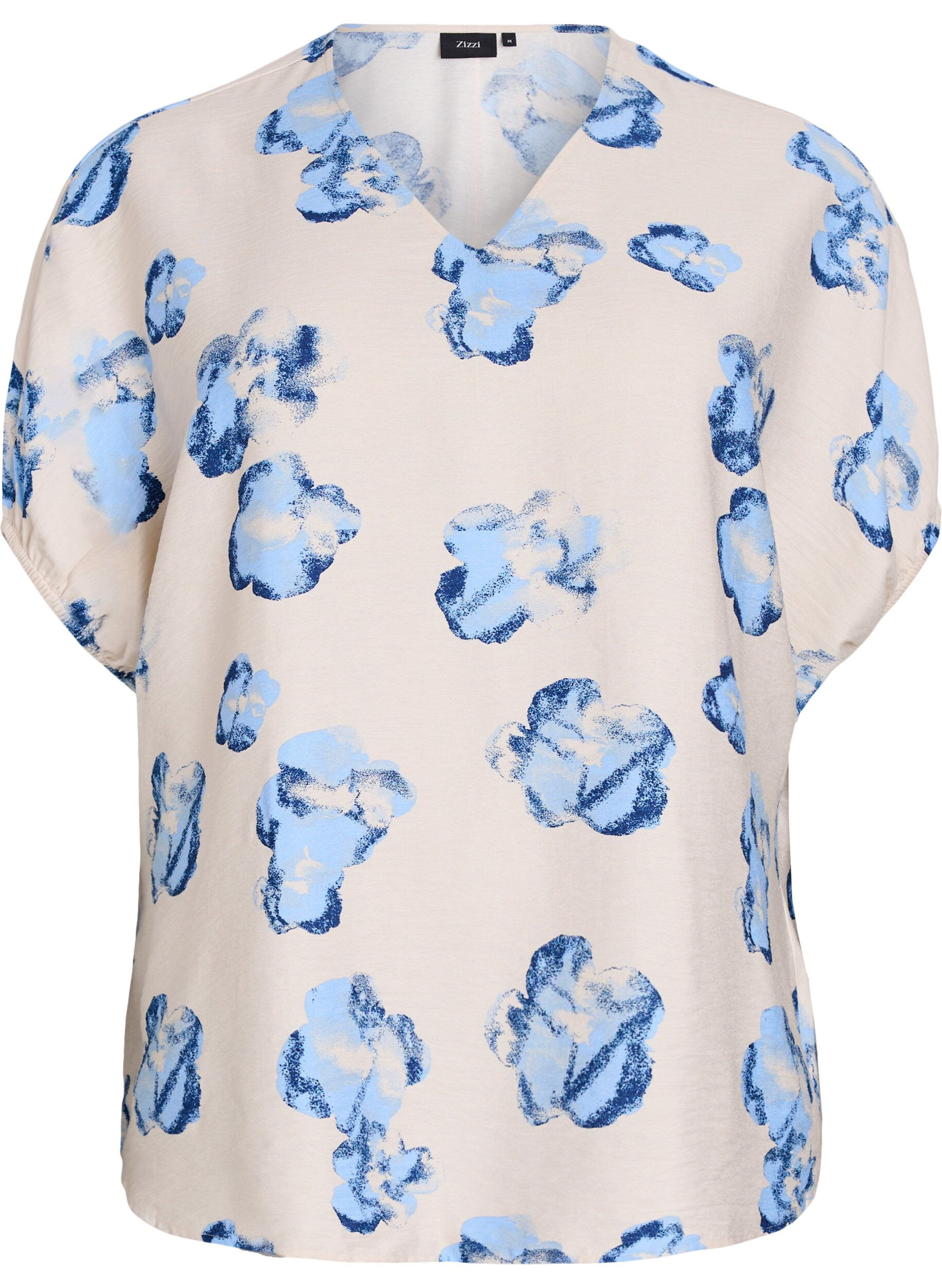 Lockere Bluse mit Print und V-Ausschnitt