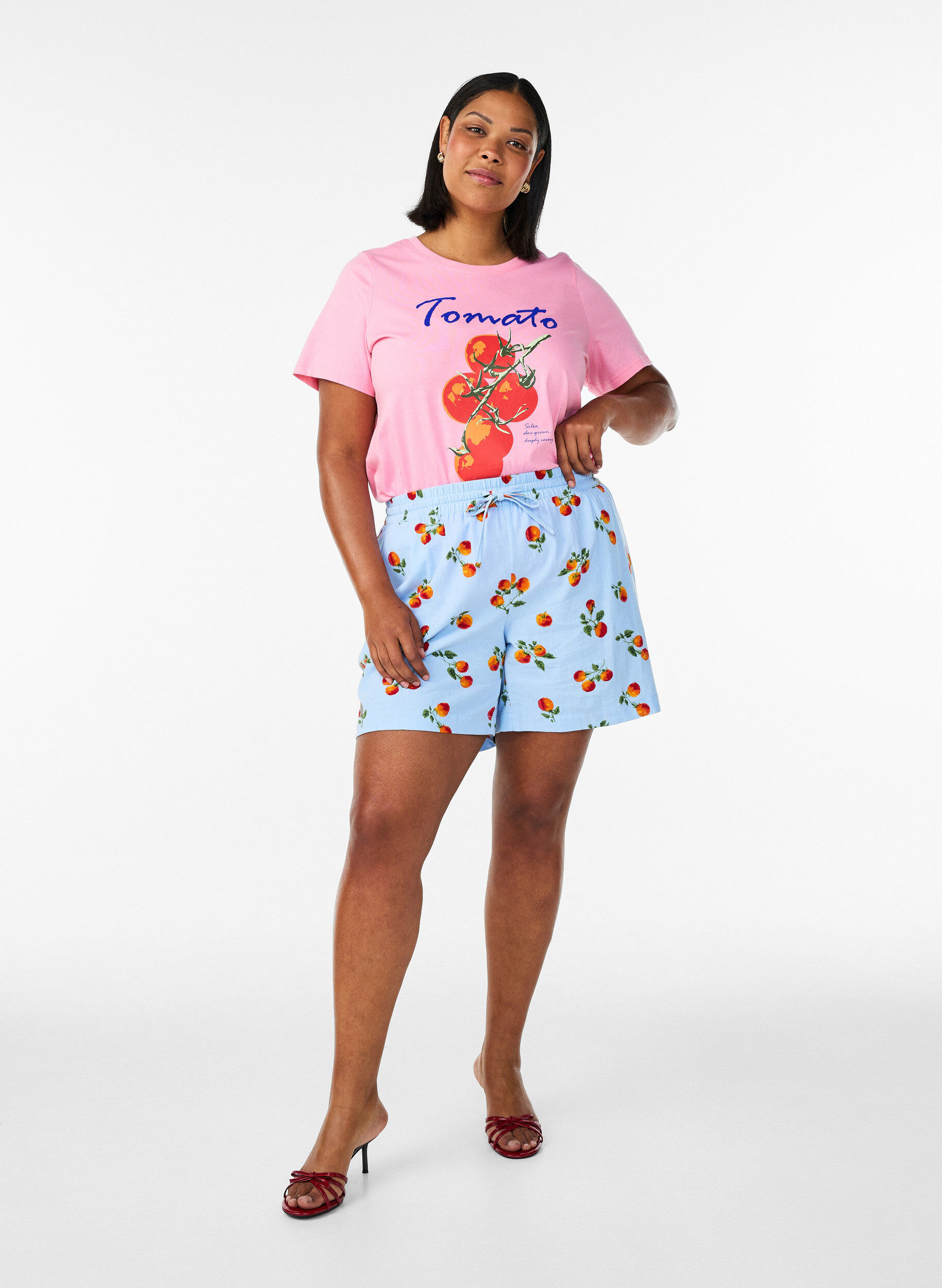 ZizziT-Shirt aus Bio-Baumwolle mit Tomaten-Print, Pink, Model image number 1