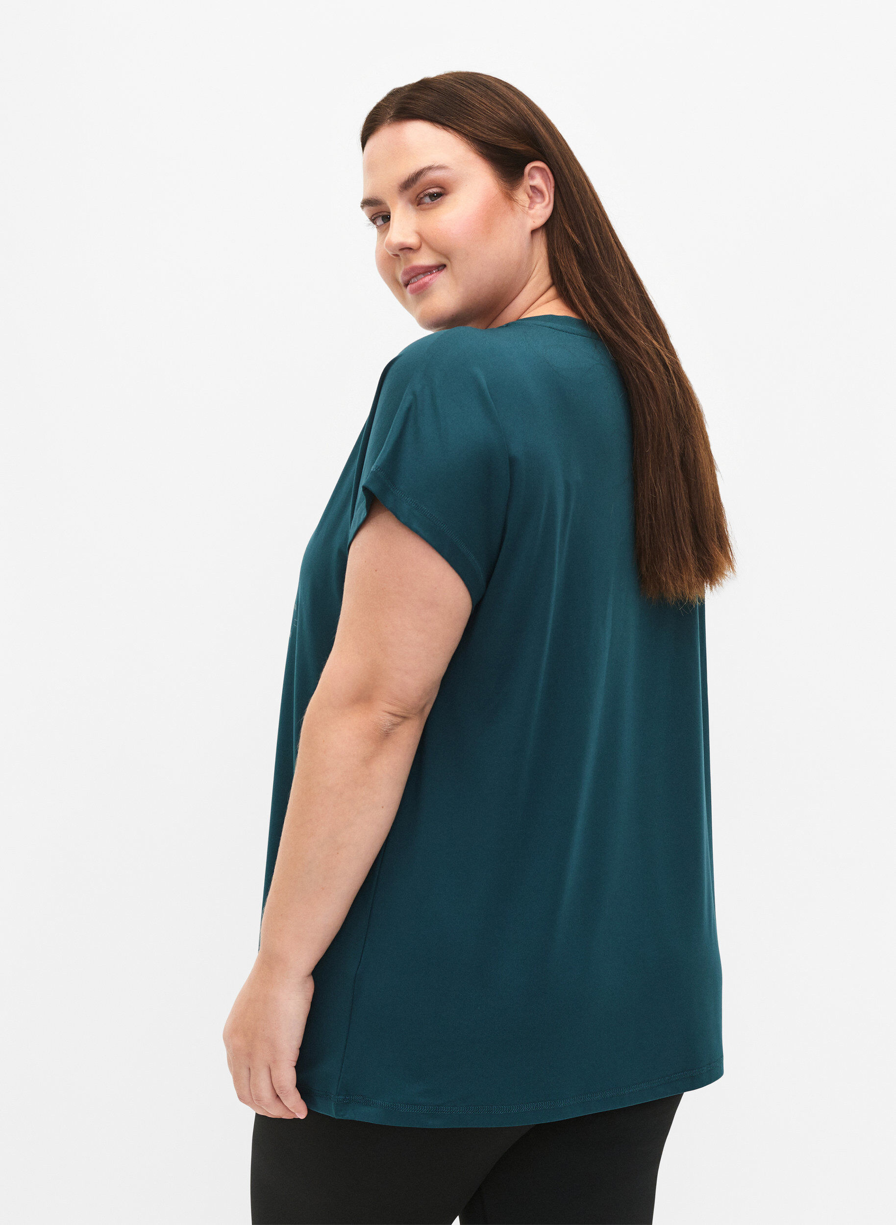 ZizziTrainingsshirt mit kurzen &Auml;rmeln und Print, Deep Teal/Pacific, Model image number 1