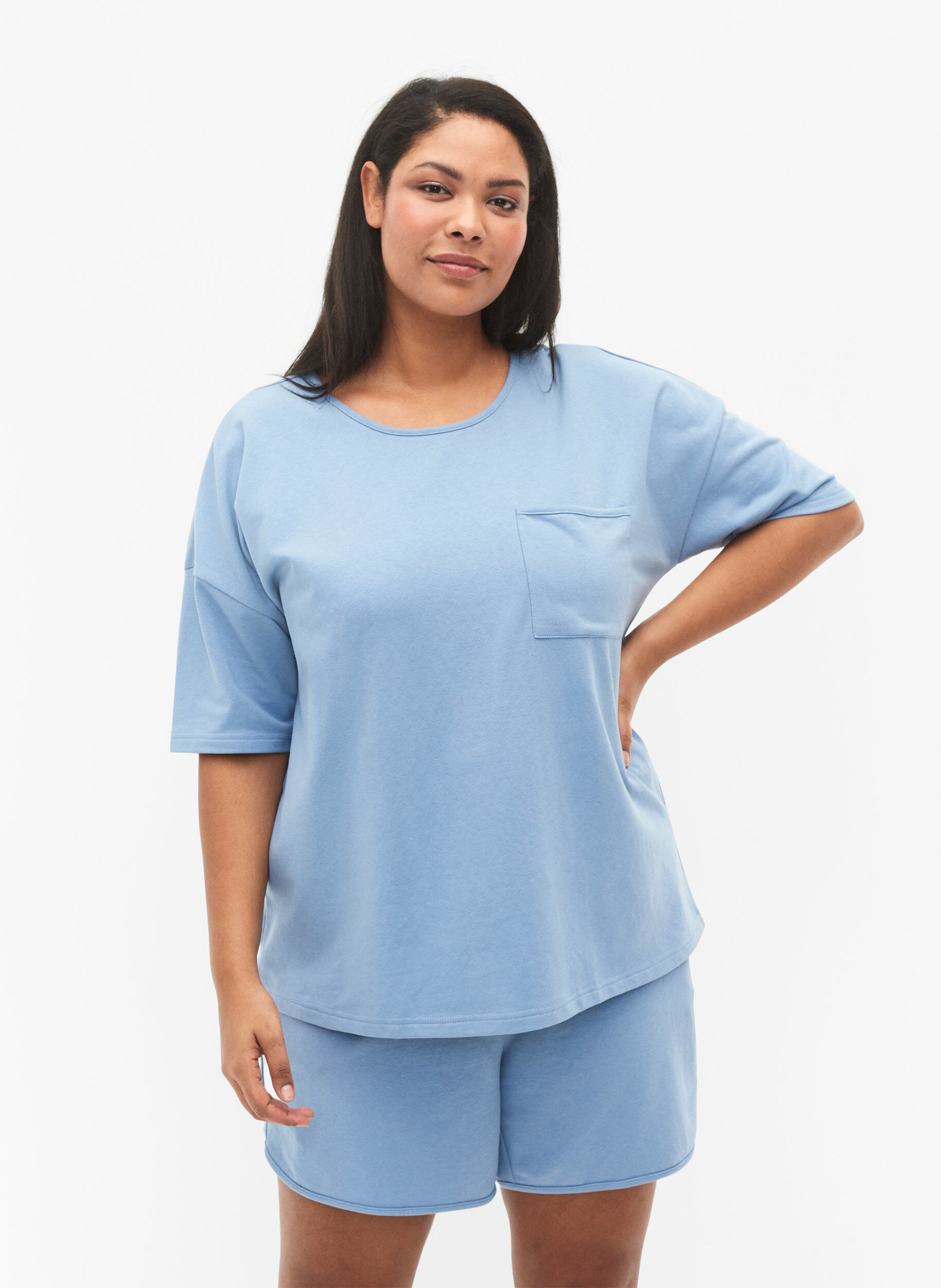 ZizziBluse mit 1/2-&Auml;rmeln, Faded Denim, Model image number 0