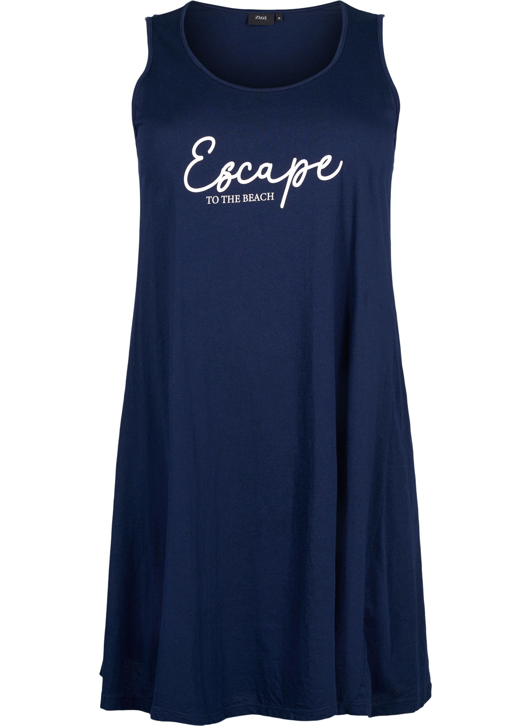 Zizzi&Auml;rmelloses Kleid aus Baumwolle mit A-Linie, Navy B. W. Escape, Packshot image number 0