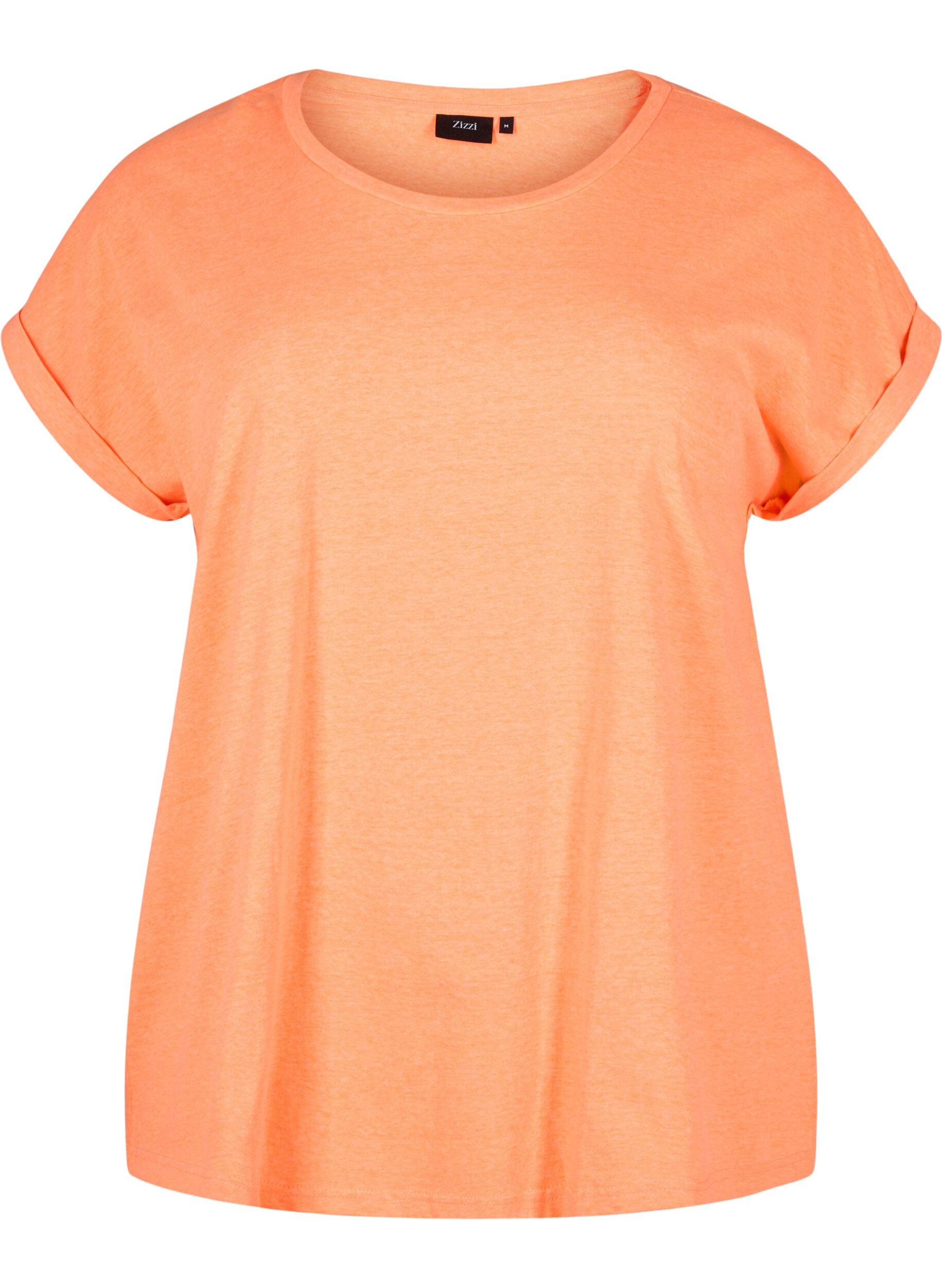 ZizziNeonfarbenes T-Shirt aus Baumwolle, Orange, Packshot image number 0