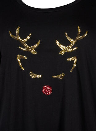 Weihnachts-T-Shirt aus Baumwolle, Black Reindeer, Packshot image number 2