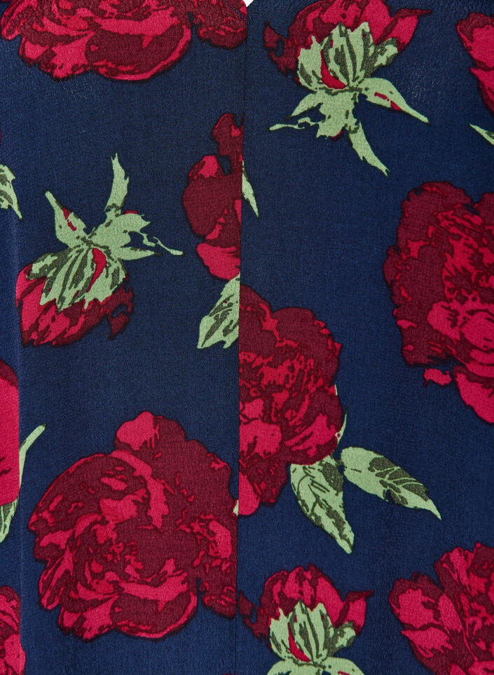Gebl&uuml;mtes Kleid aus Viskose mit R&uuml;schen, Blau, Packshot image number 2