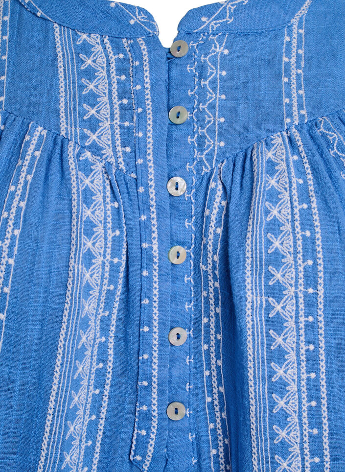 Bluse mit aufgesticktem Muster, Blau, Packshot image number 2