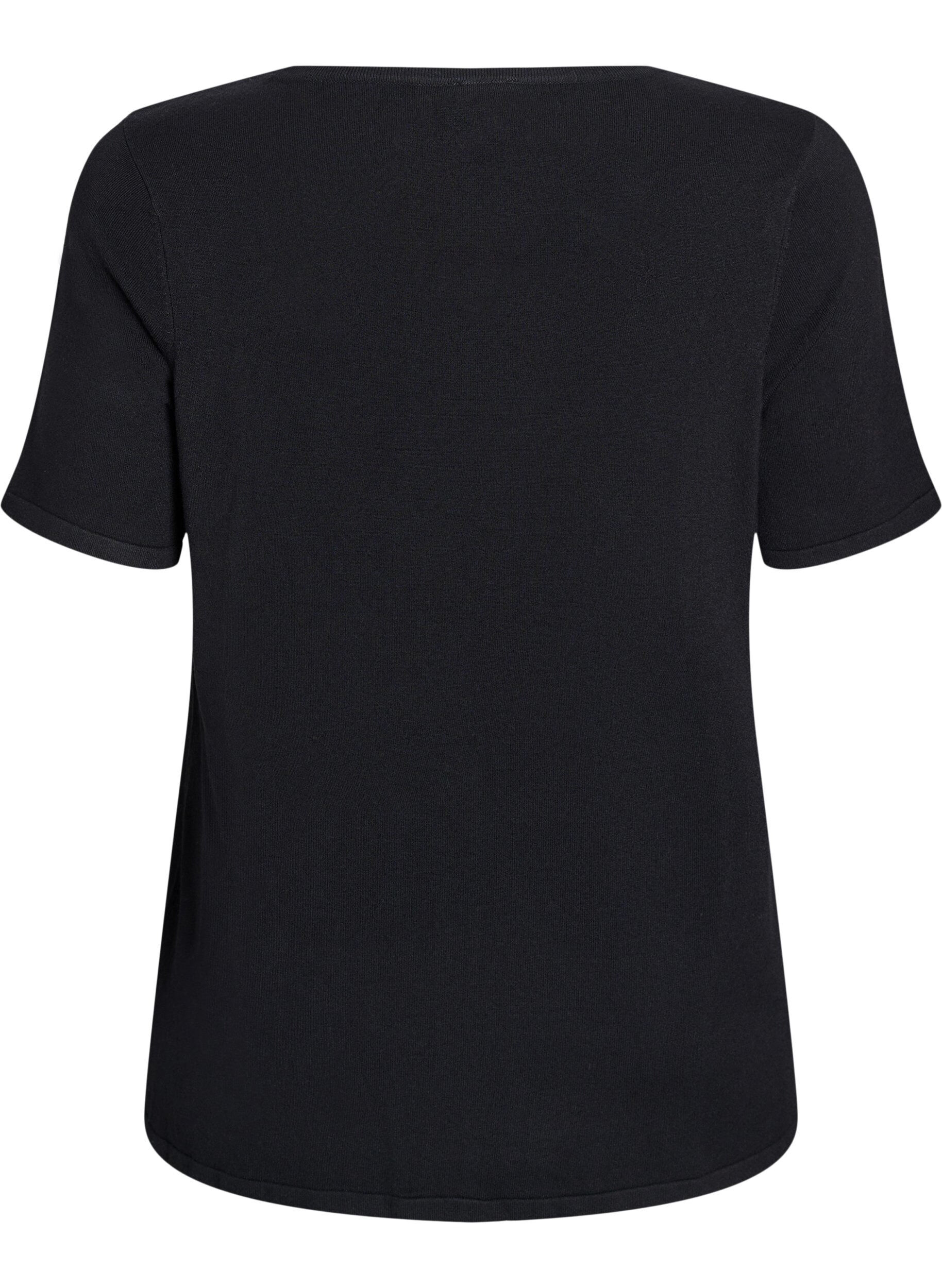 ZizziKurz&auml;rmelige Strickbluse aus Viskose, Schwarz, Packshot image number 1