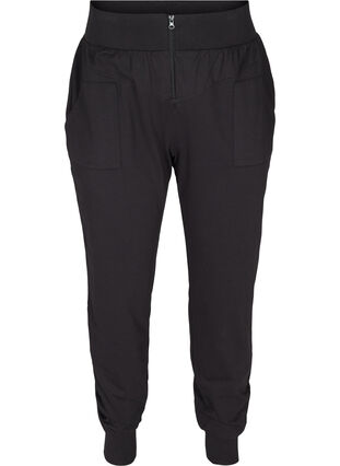 Lockere Hose mit Reißverschluss und Taschen, Black, Packshot image number 0