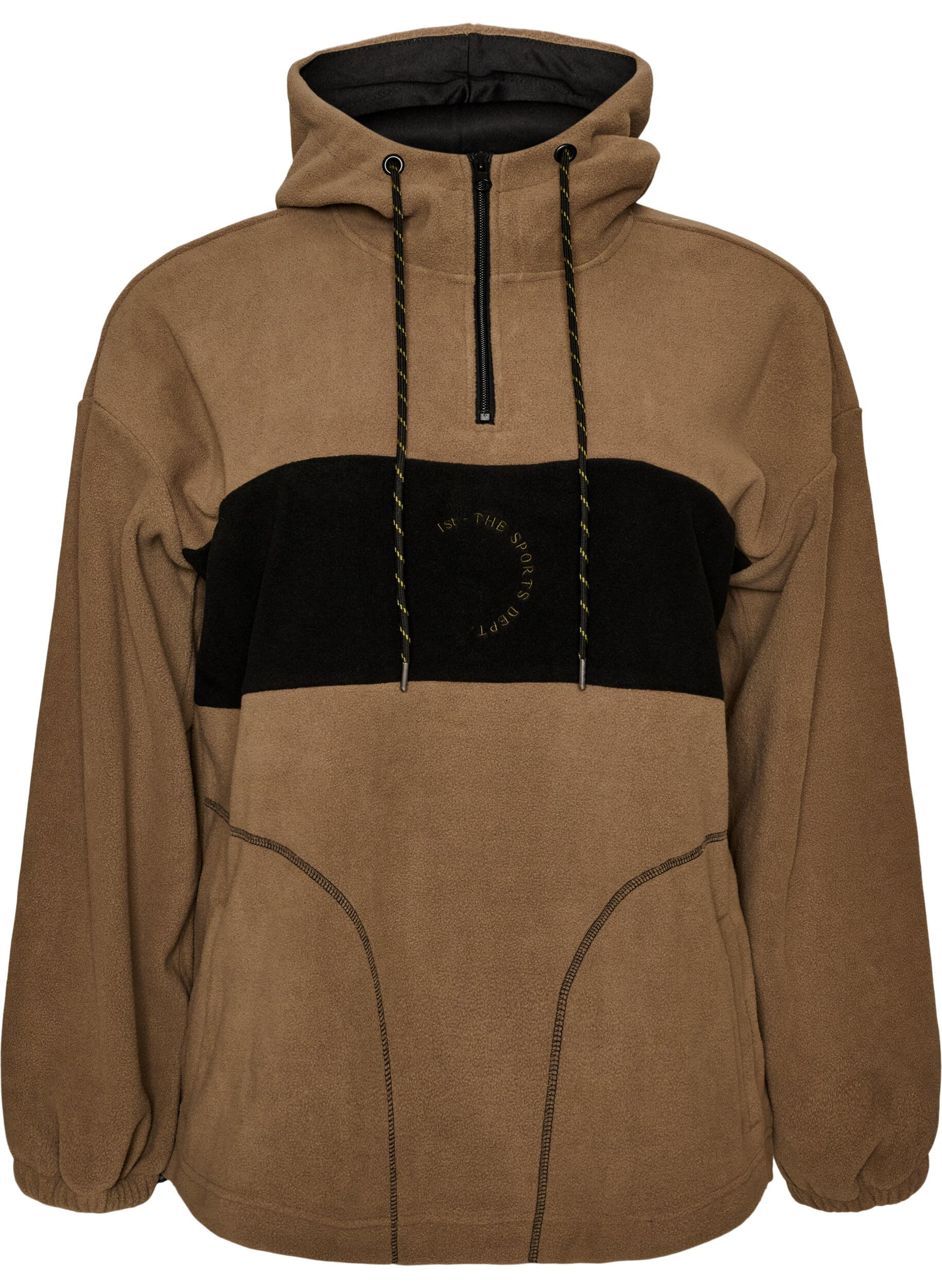 ZizziAnorak aus Fleece mit Kapuze und Kontrasteinsatz, Braun, Packshot image number 0