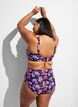 Hoch taillierte Bikinihosen mit Muster, Lila, Model image number 1