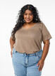 Kurz&auml;rmliges Basic-T-Shirt mit V-Ausschnitt, Braun, Model image number 0