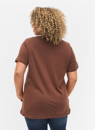 Kurzärmeliges Baumwoll-T-Shirt, Chestnut Change, Model image number 1