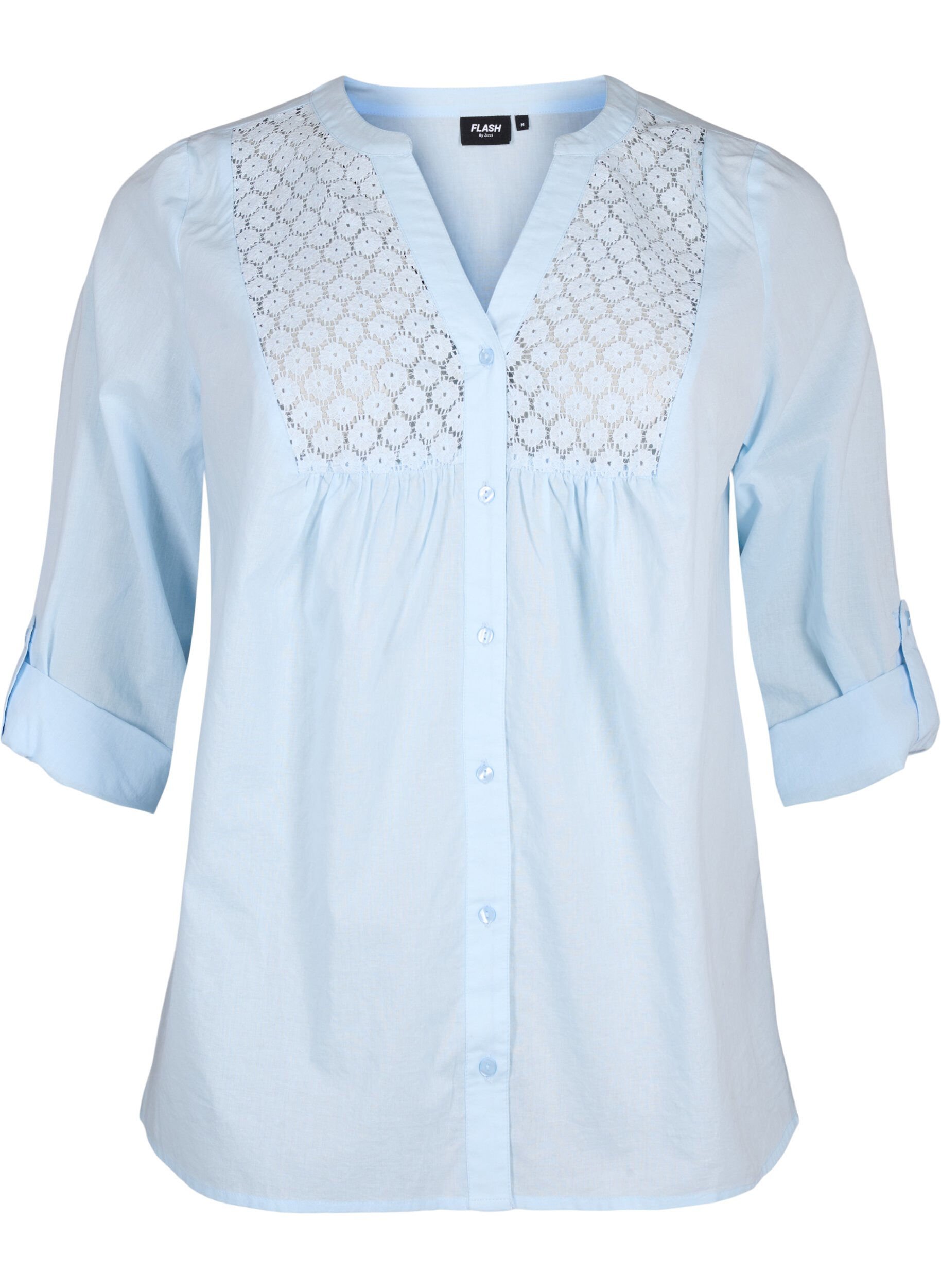 ZizziFLASH - Shirt mit H&auml;keldetail, Cashmere Blue, Packshot image number 0