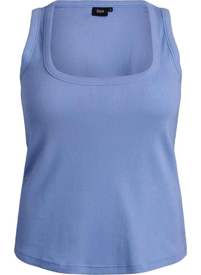 Ripp-Top mit eckigem Ausschnitt, lila, Packshot image number 0