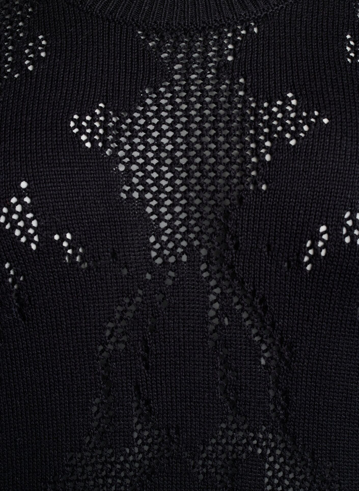 Strickkleid mit Ajourmuster und 3/4-Ärmeln, Schwarz, Packshot image number 2