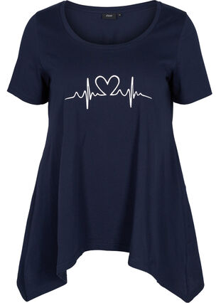 Kurzarm T-Shirt aus Baumwolle mit A-Linie, Night Sky Silv Heart, Packshot image number 0